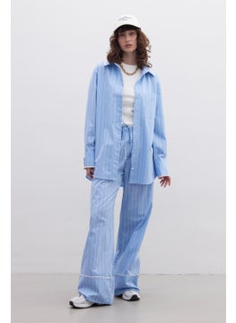 Manuka Striped Casual Trousers Blue  - Image 2