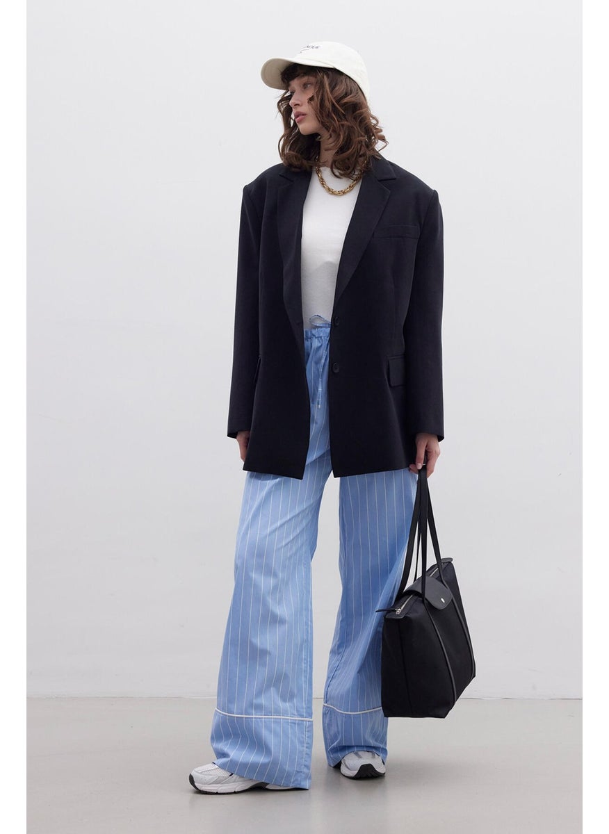 Manuka - Striped Casual Trousers Blue - Image 1