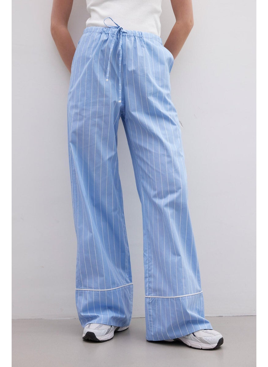 Manuka - Striped Casual Trousers Blue - Image 1