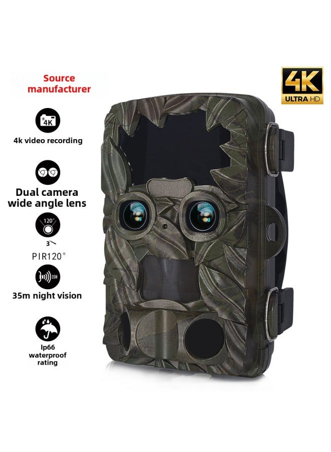 Generic 4K Dual Lens Infrared Camera 32MP HD Night Vision Induction Monitoring Animal Wild Outdoor Camera-Color:Fan Color  - Image 2