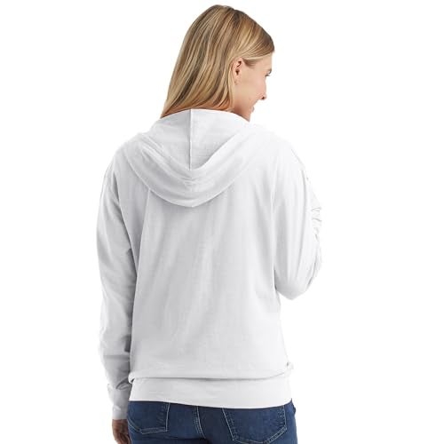 Hanes womens Slub Jersey fashion hoodies, White, Small US - Image 3