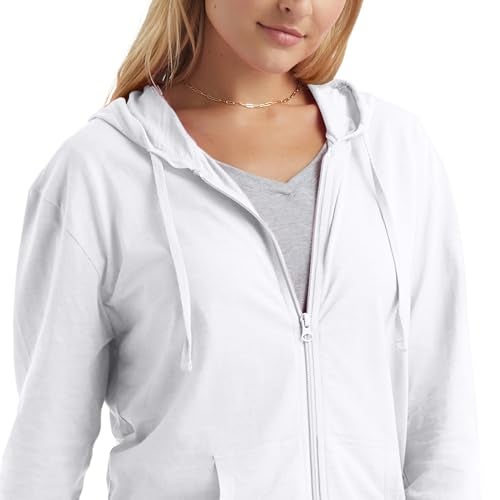 Hanes womens Slub Jersey fashion hoodies, White, Small US - Image 5