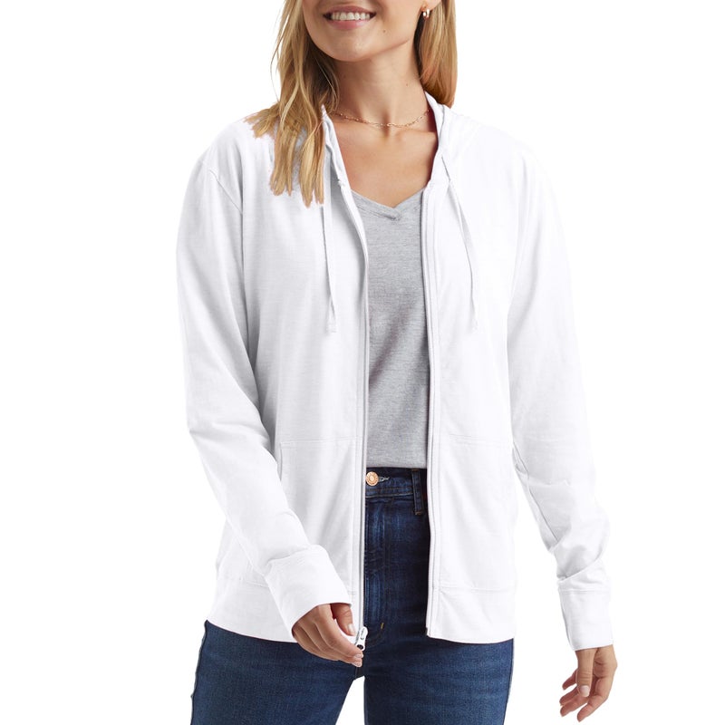 Hanes womens Slub Jersey fashion hoodies, White, Small US - Image 2
