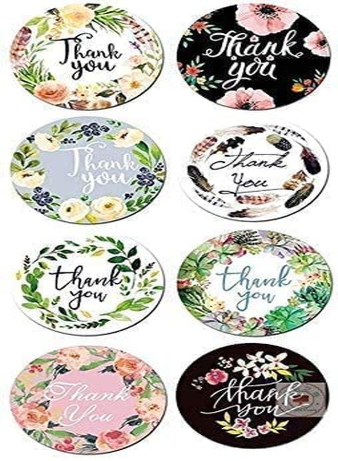 Premify Thank You Stickers, 500Pcs Thank You Labels for Gift Wrapping, Baking Packaging, Envelope Seals, Small Business, Birthday, Wedding, Party Gift Wrap Bag, Round Label For Gift Shop (Flowers Design) - Image 3