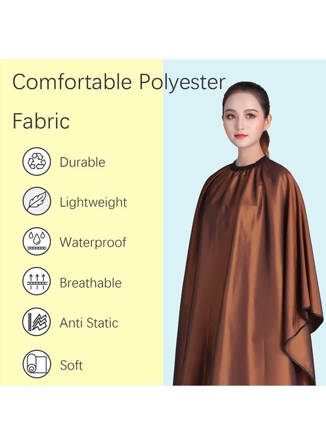 Iusmnur Barber Cape, Iusmnur Professional Hair Salon Cape with Adjustable Metal Clip, Shampoo Hair Cutting Cape for Barbers and Stylists - 55 x 63 inches (Brown) - Image 3