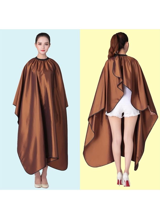 Iusmnur Barber Cape, Iusmnur Professional Hair Salon Cape with Adjustable Metal Clip, Shampoo Hair Cutting Cape for Barbers and Stylists - 55 x 63 inches (Brown) - Image 2