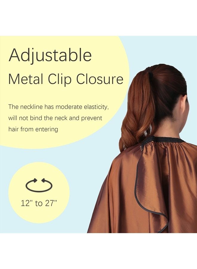 Iusmnur Barber Cape, Iusmnur Professional Hair Salon Cape with Adjustable Metal Clip, Shampoo Hair Cutting Cape for Barbers and Stylists - 55 x 63 inches (Brown) - Image 4