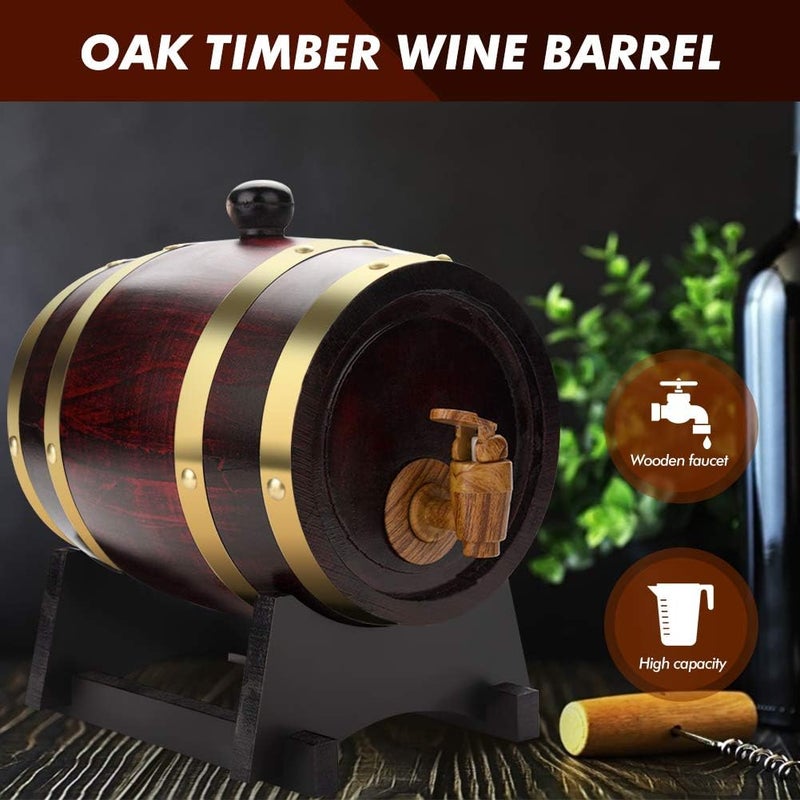 GOTOTOP Oak 1.5L Vintage Wood Oak Timber Wine Dispenser Oak Aging for Storing Whiskey, Beer, Wine, Bourbon, Tequila, Rum, , DIY Your Taste - Image 5