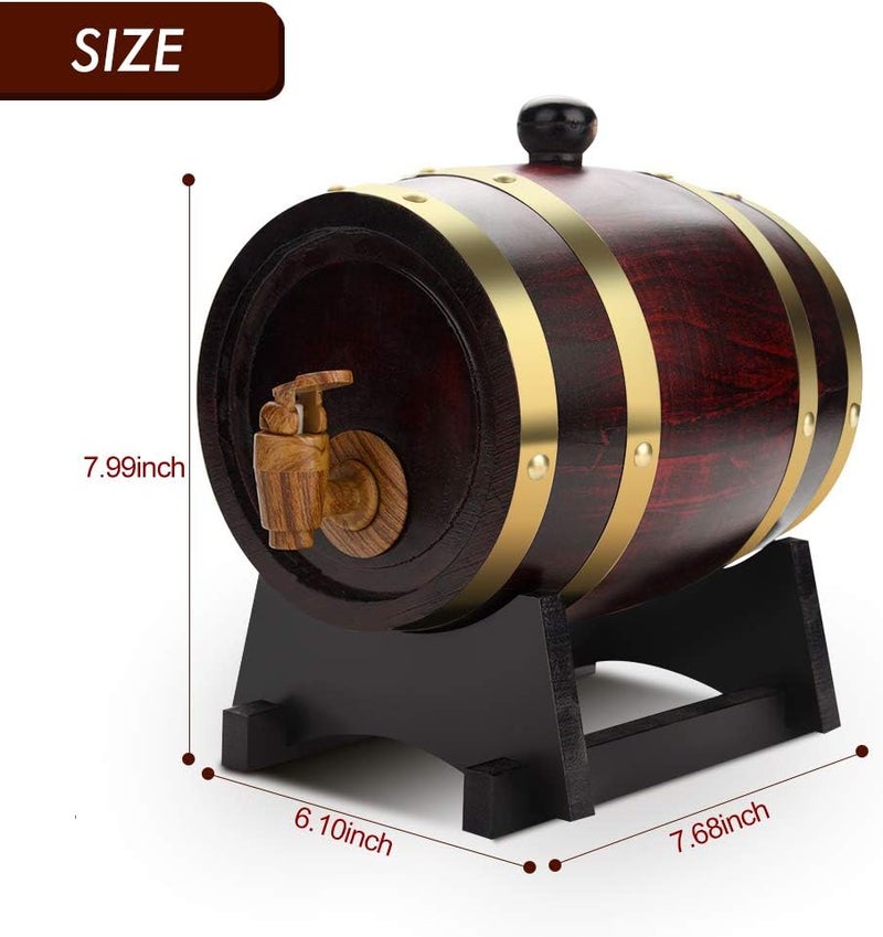 GOTOTOP Oak 1.5L Vintage Wood Oak Timber Wine Dispenser Oak Aging for Storing Whiskey, Beer, Wine, Bourbon, Tequila, Rum, , DIY Your Taste - Image 4