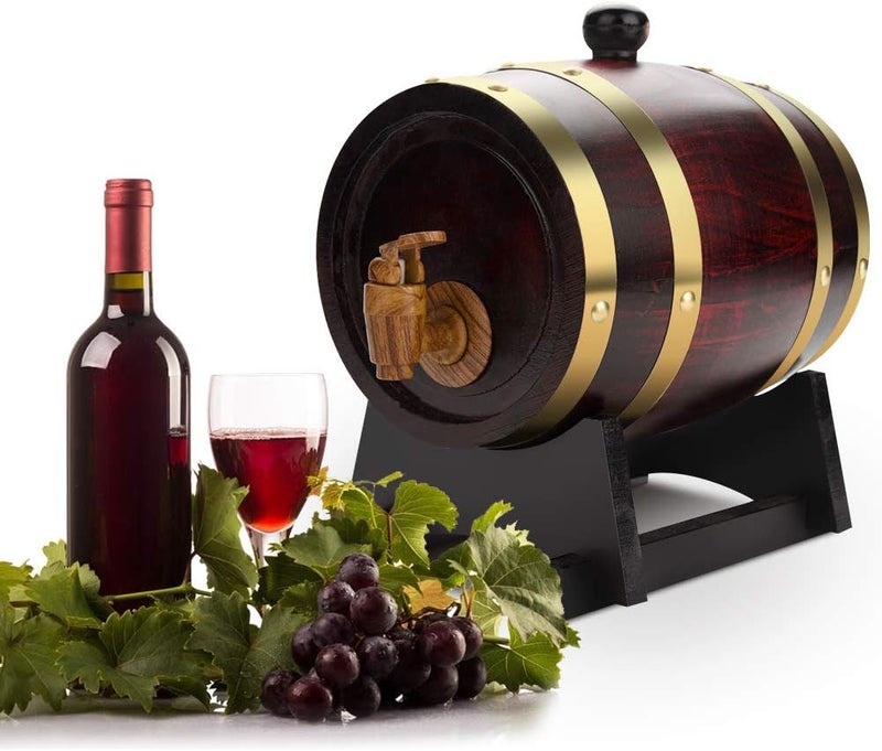 GOTOTOP Oak 1.5L Vintage Wood Oak Timber Wine Dispenser Oak Aging for Storing Whiskey, Beer, Wine, Bourbon, Tequila, Rum, , DIY Your Taste - Image 1