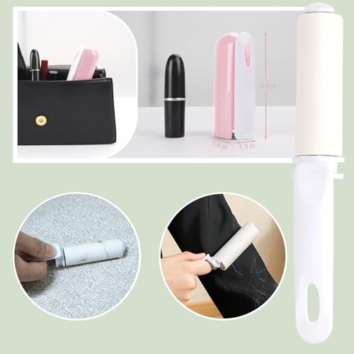 MINGRACE Mini Lint Roller Travel Size Cute Folding Lint Remover for Pet Hair Small Sticky Roller with Cover for Purse On The Go Lint Roller (Pink) - Image 3