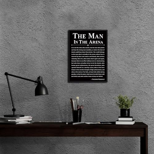 Howwii Office Wall Art Inspirational Decor The Man in the Arena Framed 12’’x16’’ Motivational Positive Quote Print Canvas Wall Decor Gift for Men&Women (Black) - Image 5