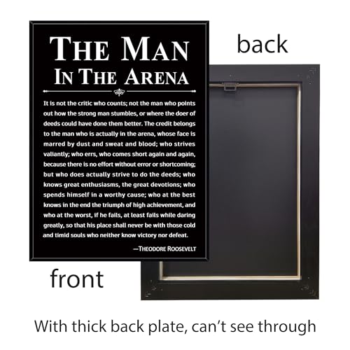 Howwii Office Wall Art Inspirational Decor The Man in the Arena Framed 12’’x16’’ Motivational Positive Quote Print Canvas Wall Decor Gift for Men&Women (Black) - Image 4