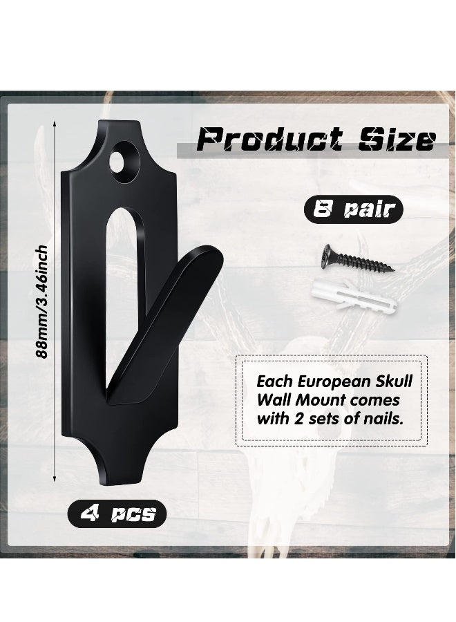 European Mount Skull Hanger, 4 Pcs Deer Skull Hooks Mount Bracket Wall Mount Skull Animal Antler Mounting Kit for Indoor Outdoor Wall Hook Hanging Decor - Image 4