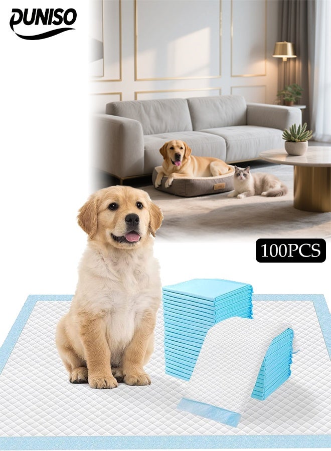 DUNISO وسادات تدريب الحيوانات الأليفة، وسادات بول قابلة للتخلص، وسادات بول فائقة الامتصاص للكلاب، مقاومة للتسرب، سريعة الجفاف، مناسبة لجميع الحيوانات الأليفة للاستخدام، 100 قطعة، 33*45 سم (S) - Image 1