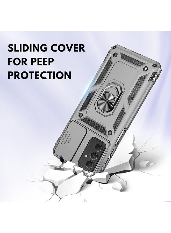 Samsung A54 5G Case ,Shockproof Cases ,Anti-Fall Drop Protection ,Built-in Slide Anti-Scratch Camera Lens Cover,Integrated 360 Degree Rotating Ring Kickstand, 6.4 Inch,Silver - Image 4