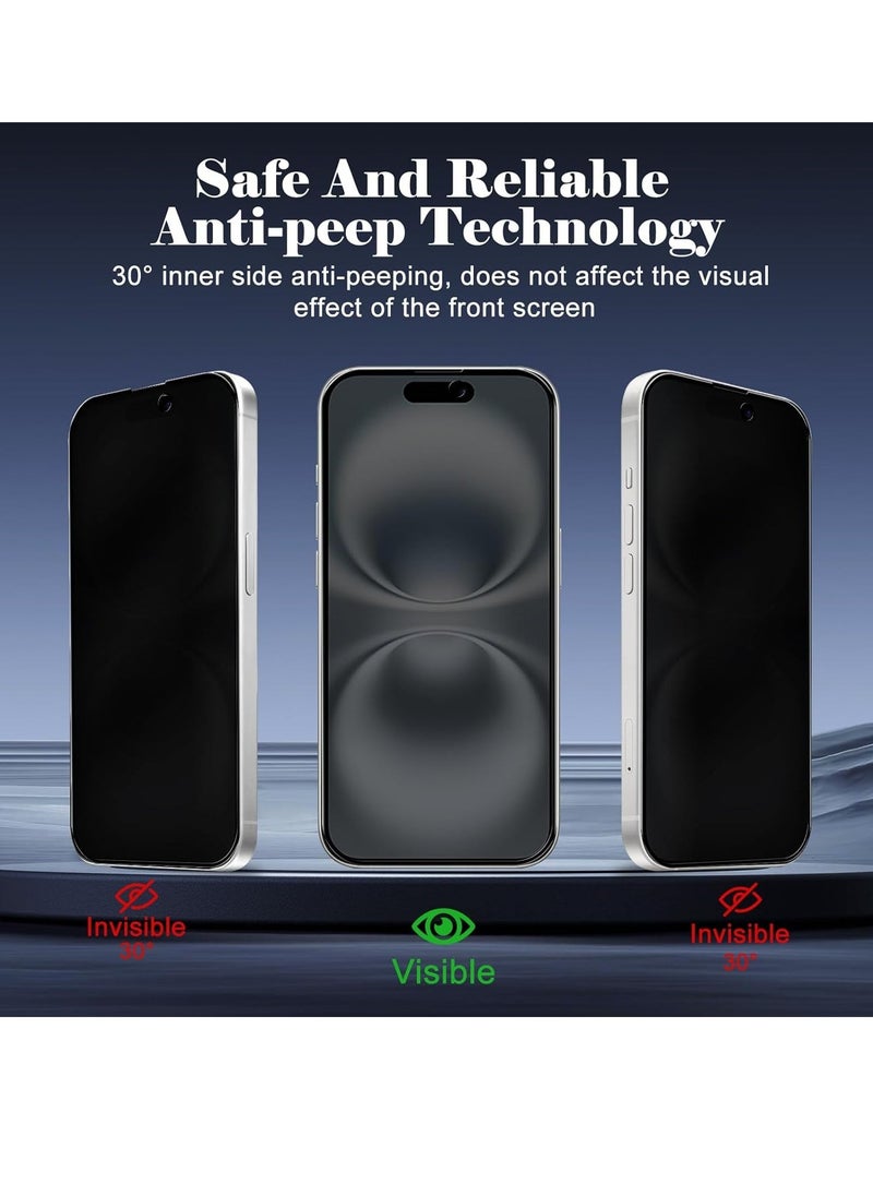 vesus 2-Pack Privacy Screen Protector for iPhone 16 / iPhone 15 / iPhone 15 Pro 6.1" â€“ Tempered Glass [Anti-Spy] [9H Hardness] [Anti-Scratch] [Bubble-Free Installation] - Image 4