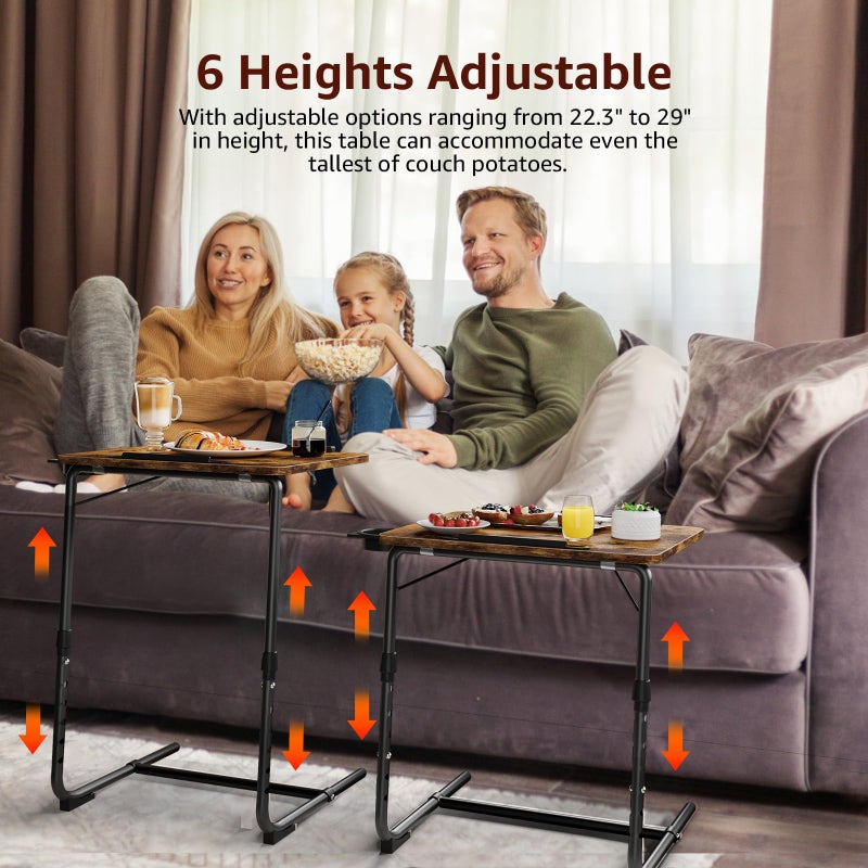 NUTIKAS Folding TV Tray Adjustable Dinner - Trays for Eating On Couch Wooden Tables Mate Stand Foldable Desk with Cup Holder Portable - Image 3