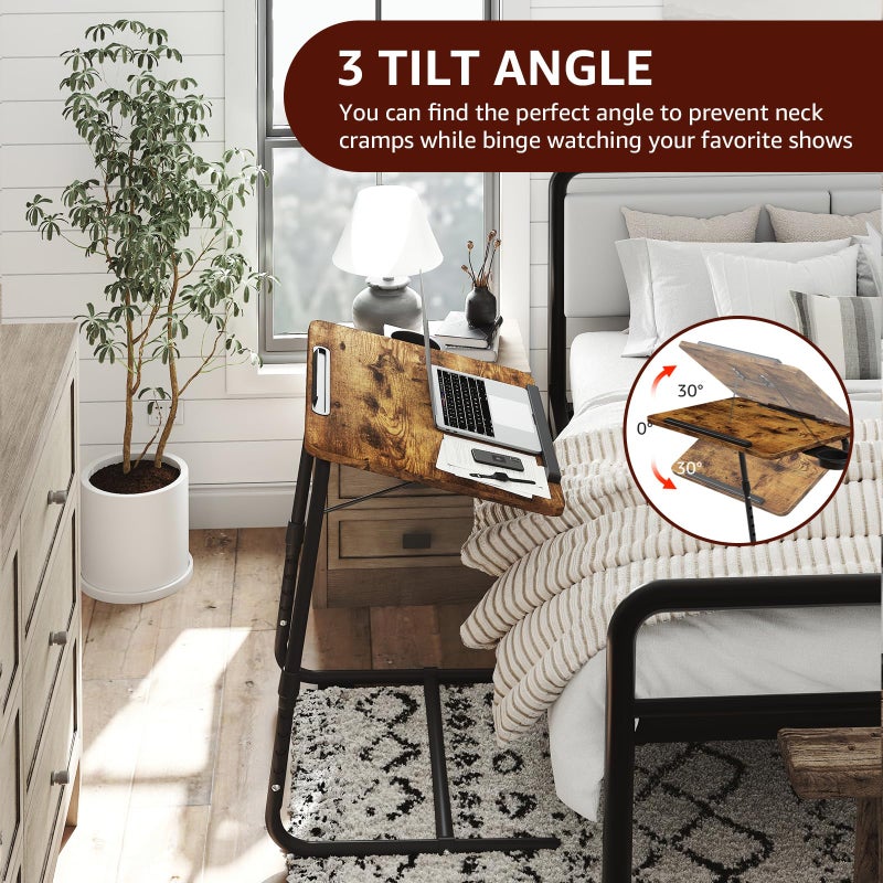 NUTIKAS Folding TV Tray Adjustable Dinner - Trays for Eating On Couch Wooden Tables Mate Stand Foldable Desk with Cup Holder Portable - Image 4
