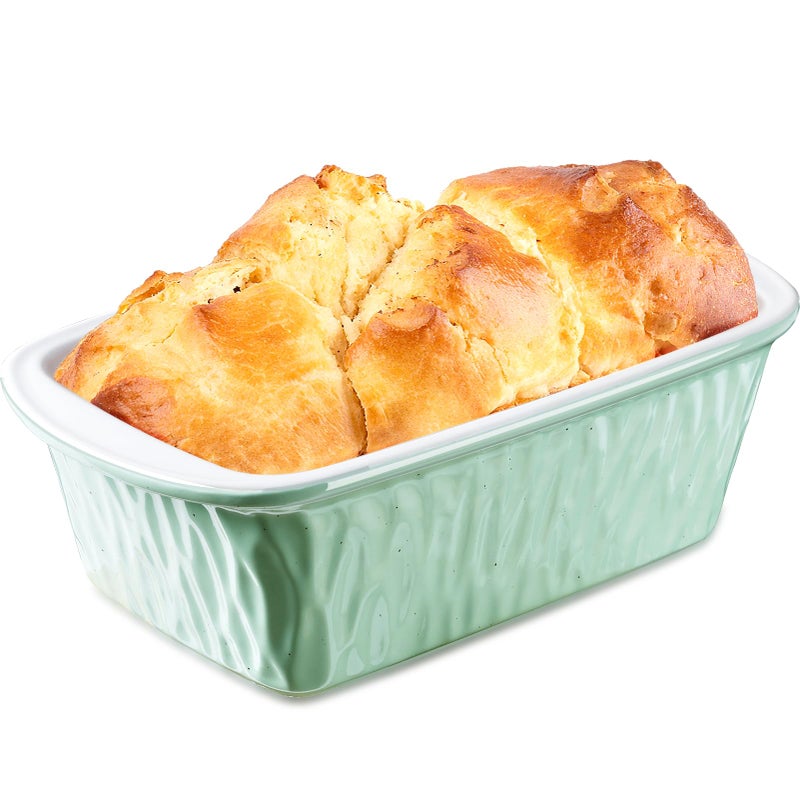 NUTRIUPS 9 x 6 Inch Rectangular Ceramic Loaf Pan for Baking Bread (Green) - Image 1