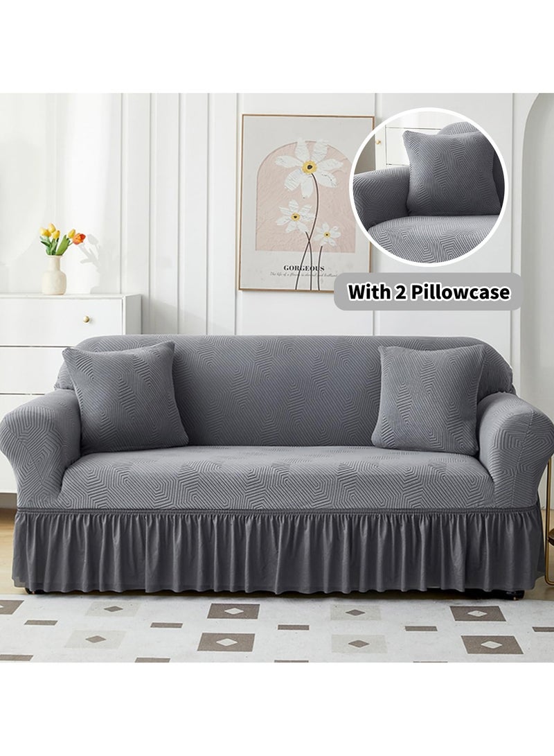 YQbest All-Inclusive Universal Dustproof Sofa Cover for 2-Person Sofas with 2 Pillowcase Dark Gray 140-185cm  - Image 1