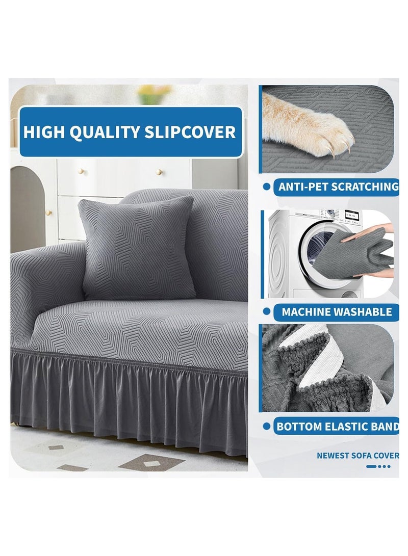 YQbest All-Inclusive Universal Dustproof Sofa Cover for 2-Person Sofas with 2 Pillowcase Dark Gray 140-185cm  - Image 2