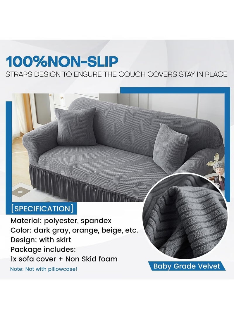 YQbest All-Inclusive Universal Dustproof Sofa Cover for 2-Person Sofas with 2 Pillowcase Dark Gray 140-185cm  - Image 4