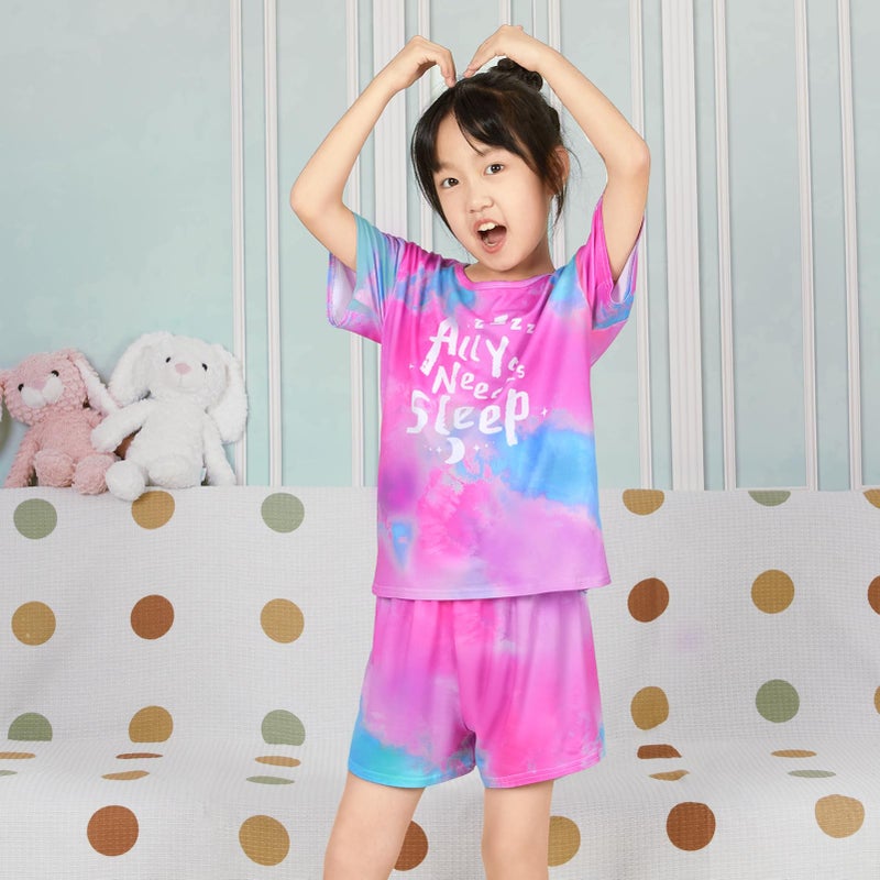 ICOSY Girls Pajamas Set for Kids Pajamas 2 PCS Short Sleeve Top and Shorts Pants for Toddler Girls Clothes Size 8-14 - Image 2