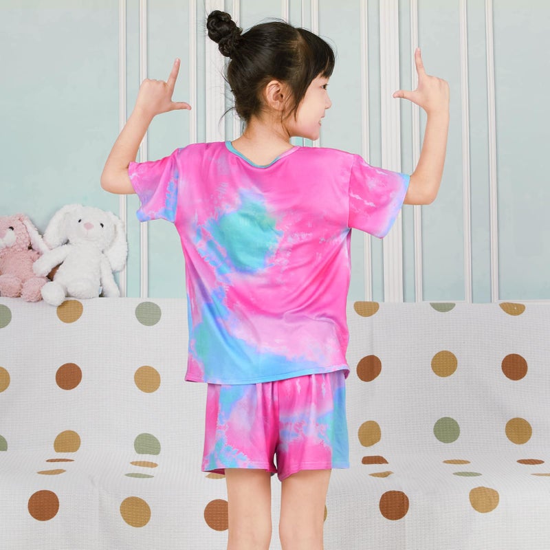 ICOSY Girls Pajamas Set for Kids Pajamas 2 PCS Short Sleeve Top and Shorts Pants for Toddler Girls Clothes Size 8-14 - Image 4
