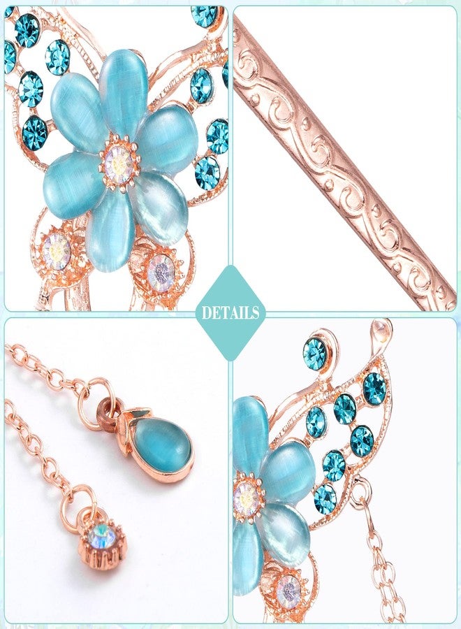 OIIKI Butterfly Flowers Hair Sticks Pins for Buns 3pcs, Chinese Flower Hair Chopsticks for Women Girls Long Thick Hair, Vintage Rhinestone Hairpins with Tassels Hair Styling Accessories for Women - Image 3