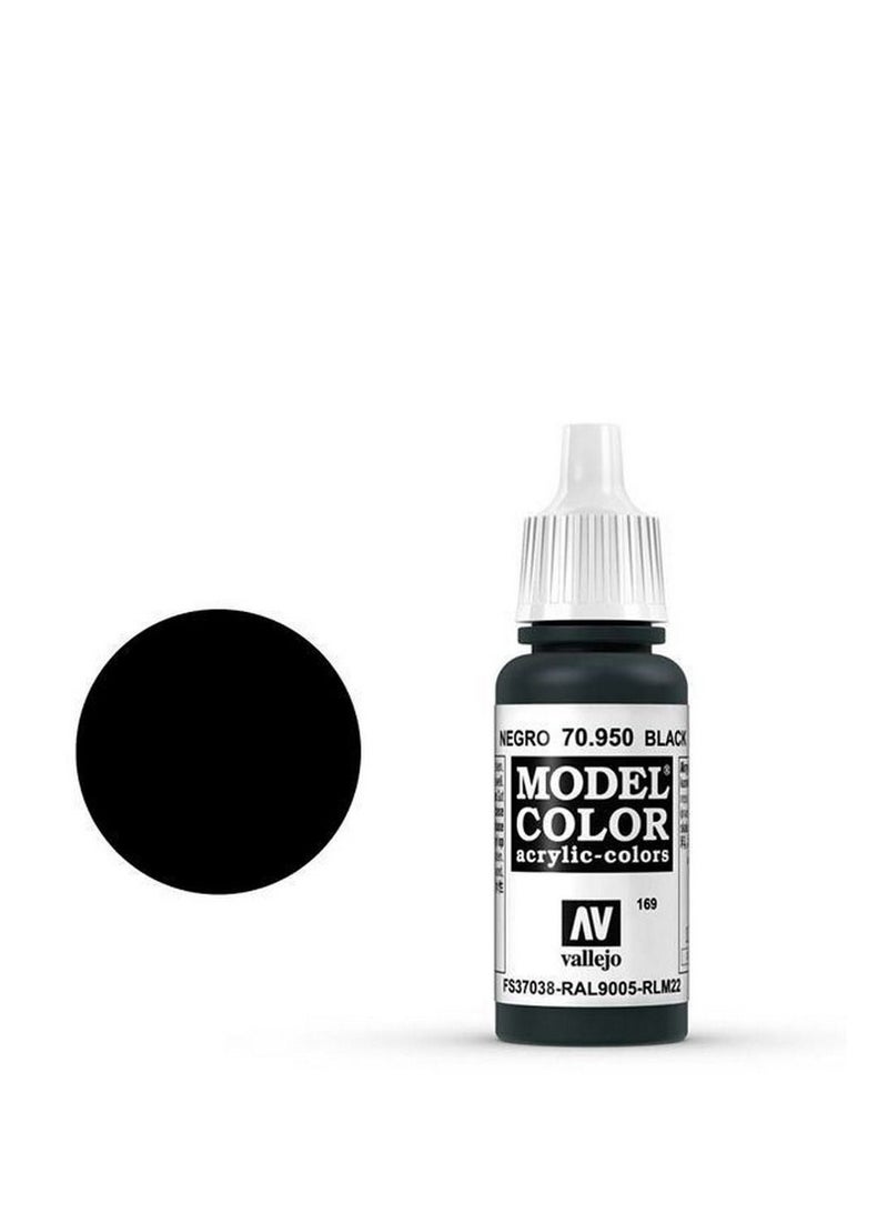 فاليجو طلاء أكريليك موديل كولور 950 أسود، زجاجة سعة 18 مل، للمجسمات الصغيرة والنماذج المصغرة والتفاصيل.