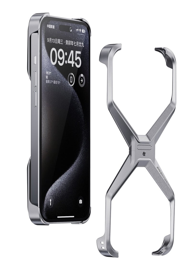 X Shape Metal Case Cover for iPhone 16 Pro Max Super Slim Premium Metal Luxury Aluminum Frameless X Shaped Cover