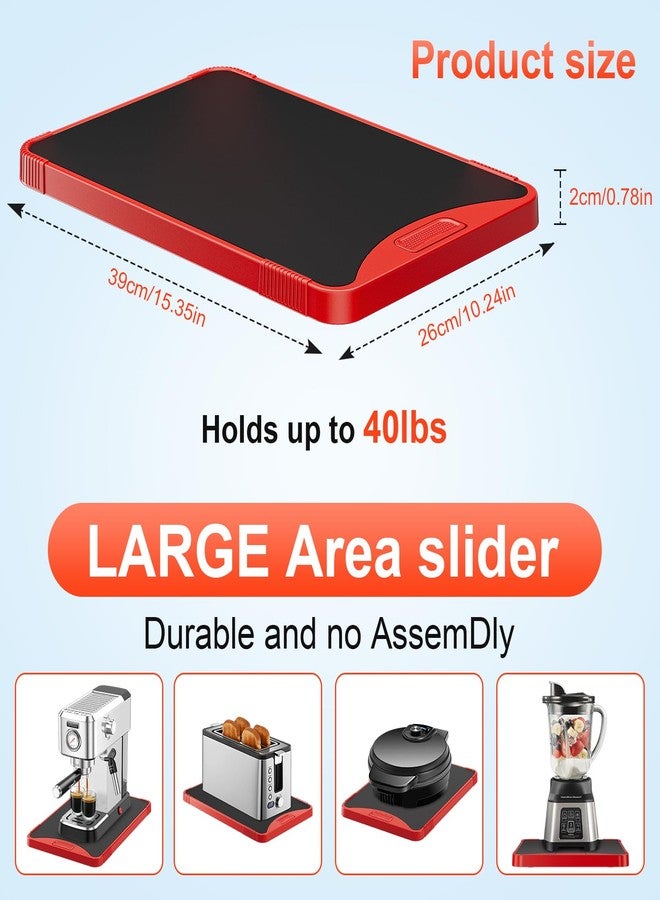 ARGOMAX Appliance Rolling Tray, Coffee Maker Slider, coffee pull out tray, sliding coffee maker tray, Suitable for coffee machines, air fryers and other appliances (Red-Plastic) - Image 2
