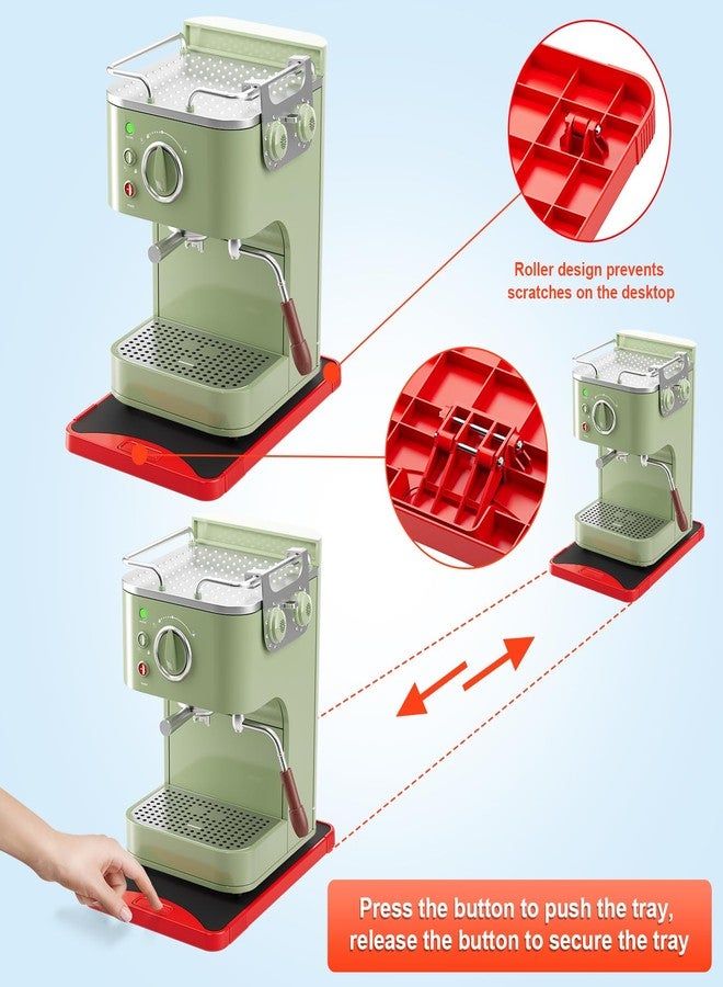 ARGOMAX Appliance Rolling Tray, Coffee Maker Slider, coffee pull out tray, sliding coffee maker tray, Suitable for coffee machines, air fryers and other appliances (Red-Plastic) - Image 3