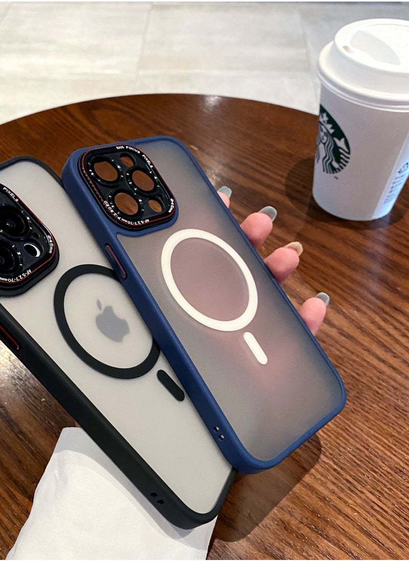 Color Fans - Case for iPhone 13 Pro Max Slim Translucent Matte Back Magnetic Wireless Charging Compatible with MagSafe Drop Protection Shockproof Frosted Cover Starry Blue - Image 1