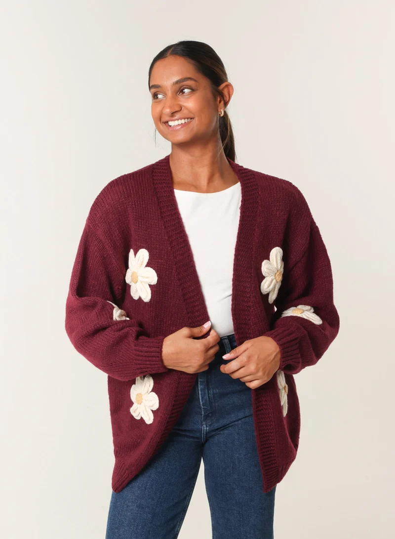 Blue Vanilla Daisy Large Flower Cardigan