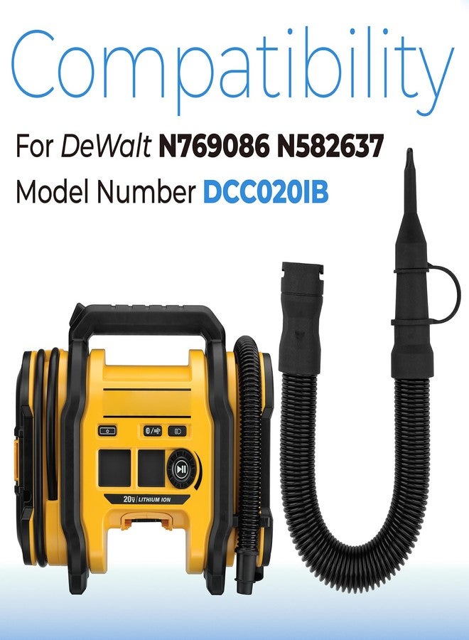 ANTOBLE N582637 Inflator Hose Compatible with DeWalt Air Compressor DCC020IB, N769086 Replacement Hose Assembly with Safety Tips for DeWalt Inflator Air Hose Parts Accessories, 14 Inches - Image 2