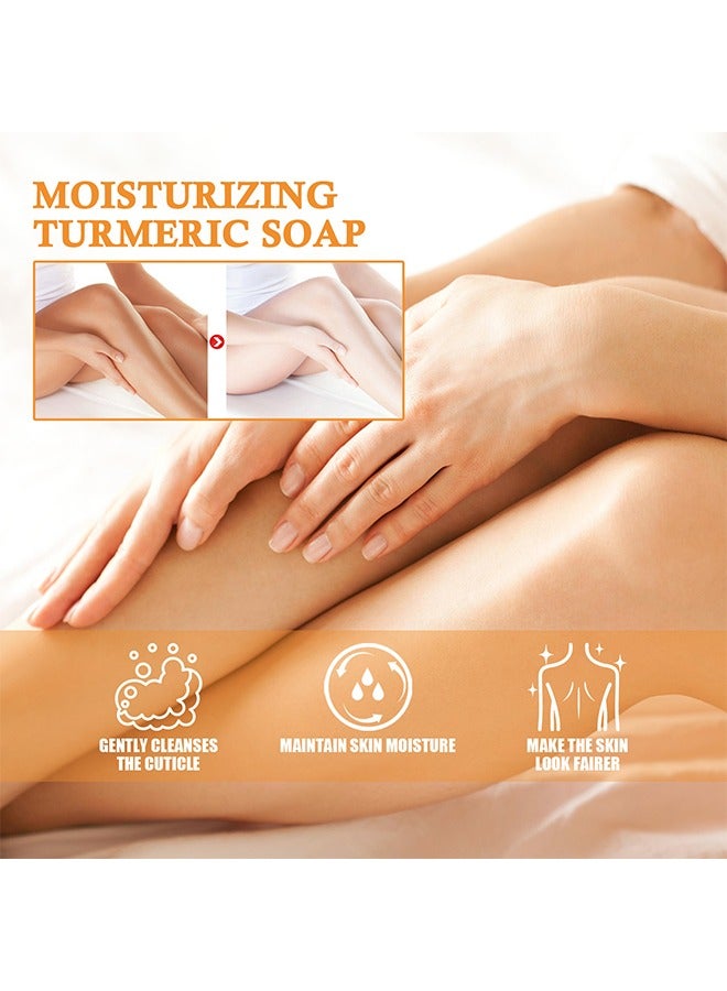 إيلهو صابون الكركم المرطب 100 جرام للوجه والجسم ، بشرة ناعمة وأكثر سلاسة تقلل من التصبغ ، يمكن استخدام أجزاء متعددة - Image 2