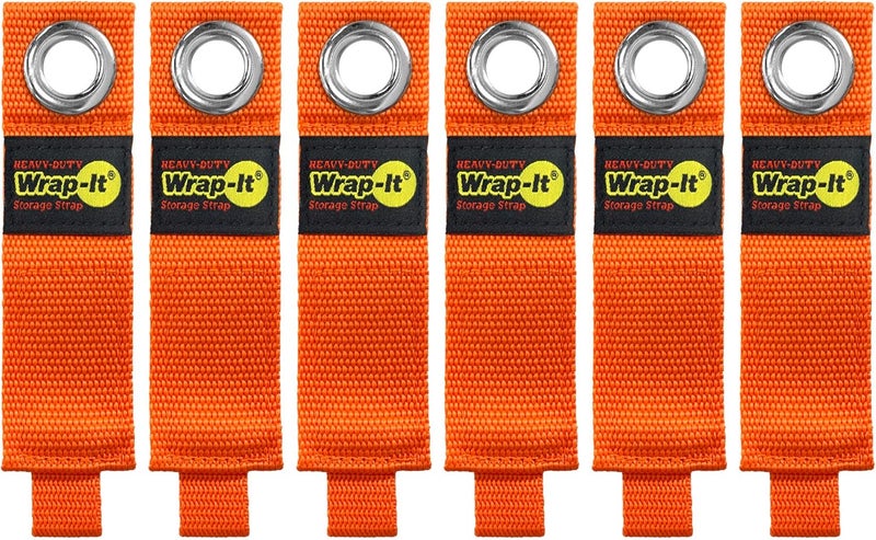 Wrap-It Storage Heavy-Duty Straps - 10-inch (6-Pack) Blaze Orange - Garage Organizer and Electric Cord Holder for Garage Essentials - Image 1