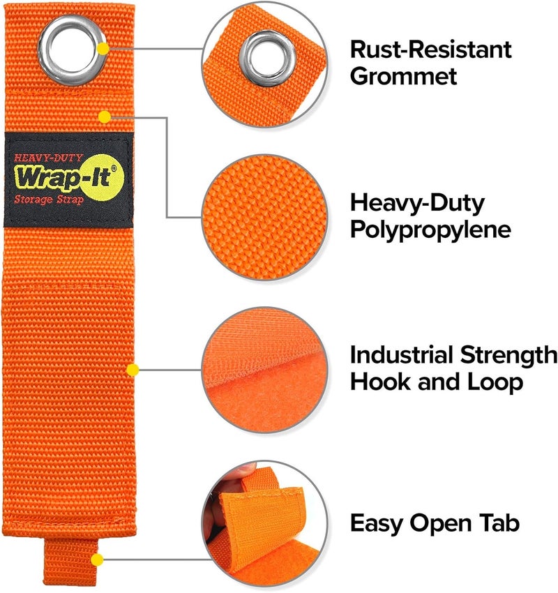 Wrap-It Storage Heavy-Duty Straps - 10-inch (6-Pack) Blaze Orange - Garage Organizer and Electric Cord Holder for Garage Essentials - Image 5