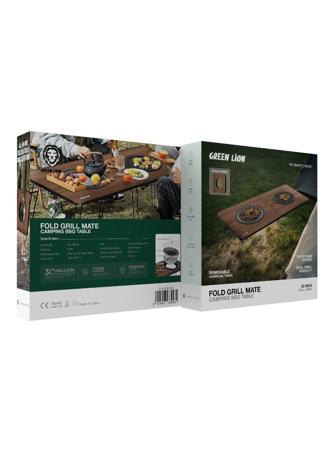 GREEN LION Fold Grill Mate Camping BBQ Table / Removable Grill / Heat Vents / Durable Construction / Light Weight / Easy to Clean - Wood - Image 5