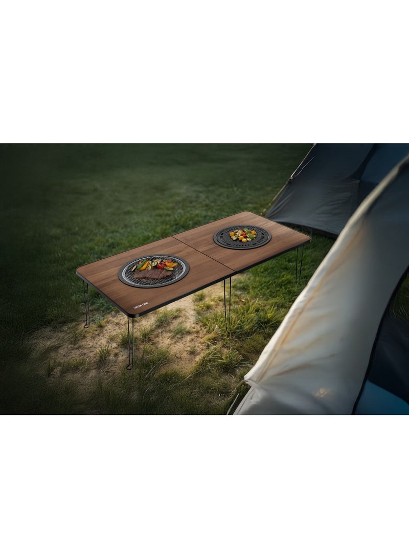 GREEN LION Fold Grill Mate Camping BBQ Table / Removable Grill / Heat Vents / Durable Construction / Light Weight / Easy to Clean - Wood - Image 4
