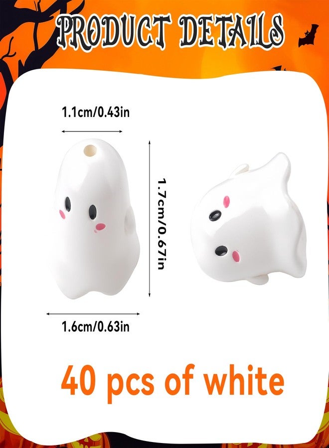 ZAKVOOR 20 قطعة خرز شبح الهالوين بالجملة، خرز أكريليك كرتوني لطيف بشكل مخيف لصنع المجوهرات، أقلام، أساور، مستلزمات الحرف اليدوية - Image 2