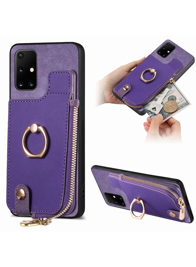 اس-توب جراب لهاتف Samsung Galaxy A71، جراب خلفي بحلقة جلدية متقاطعة وسحاب عمودي - Image 1