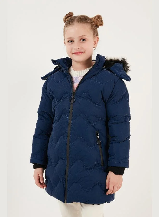 Lela  Lela Plush Lined Collar Faux Fur Detachable Hooded Winter Coat Girl's COAT 5761905 for Women | Best Price UAE
