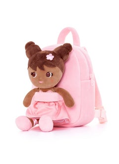Lazada Lazada Toddler Backpack Girls Backpack with Doll Toddler Toys Plush Backpack Baby Girls Gifts Rag Dolls Brown Pink 9.5“  - Image 2