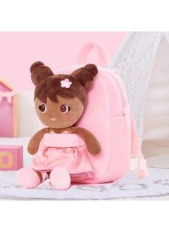 Lazada Lazada Toddler Backpack Girls Backpack with Doll Toddler Toys Plush Backpack Baby Girls Gifts Rag Dolls Brown Pink 9.5“  - Image 5