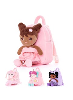 Lazada Lazada Toddler Backpack Girls Backpack with Doll Toddler Toys Plush Backpack Baby Girls Gifts Rag Dolls Brown Pink 9.5“  - Image 1