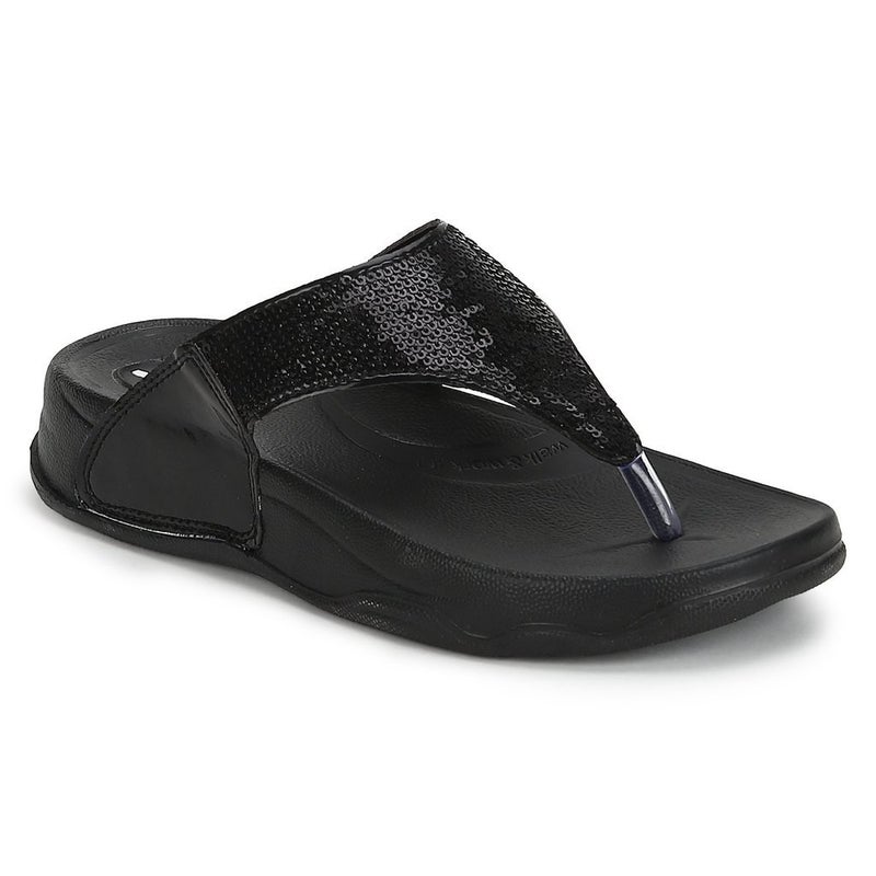 WELCOME Women's Darkblack Flip-Flops - 7 UK/India (40 EU)(123BlackHF-06_7) - Image 5