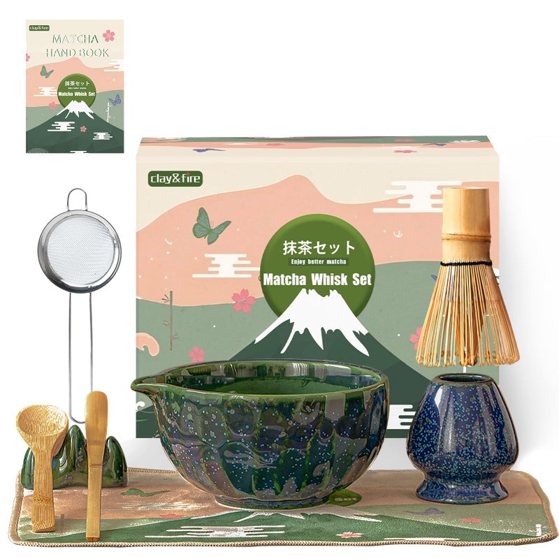 Clay&Fire ClayFire Matcha Whisk Set9 Pcs Ceramic Matcha Set 15 OZ Matcha Bowl with Spout and Whisk for Friend Ideal Gift for Matcha LoverStarry - Image 2